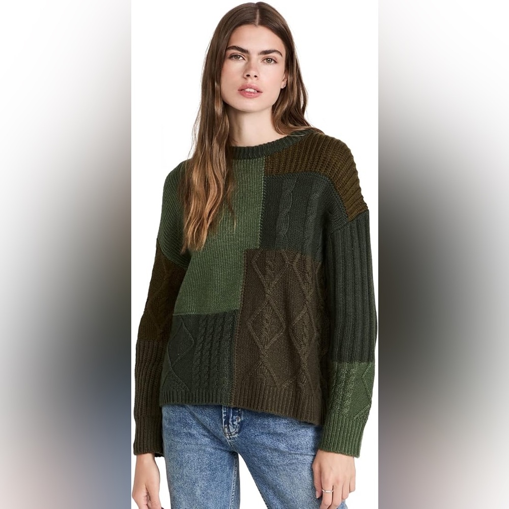 Abel Olive Patchwork Cable Sweater - image 2